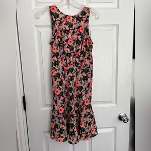 Size 4 J Crew Mercantile neon orange & black floral sleeveless dress.